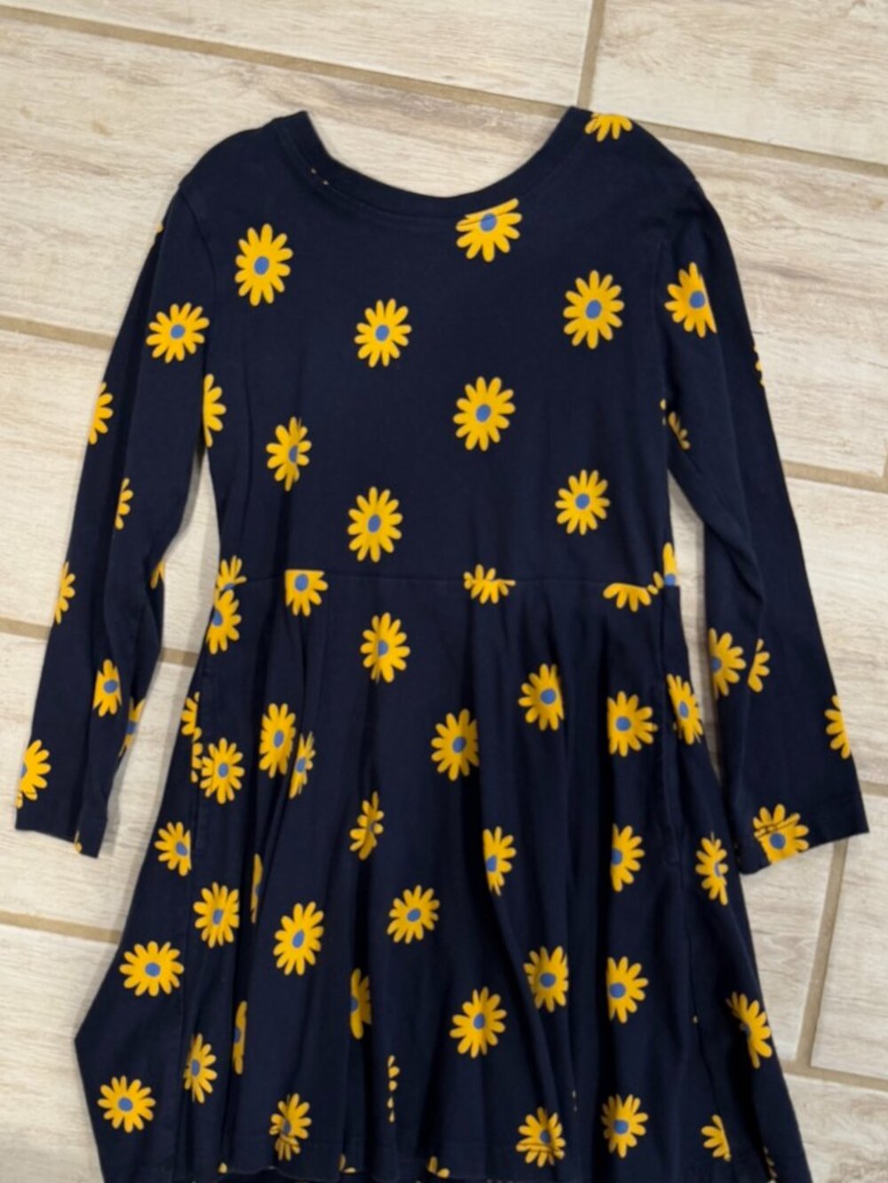 Primary Navy Yellow Daisy Floral Twirl Dress Size 5